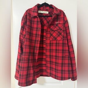 Off-White Red and Black Plaid Shirt (oversized).